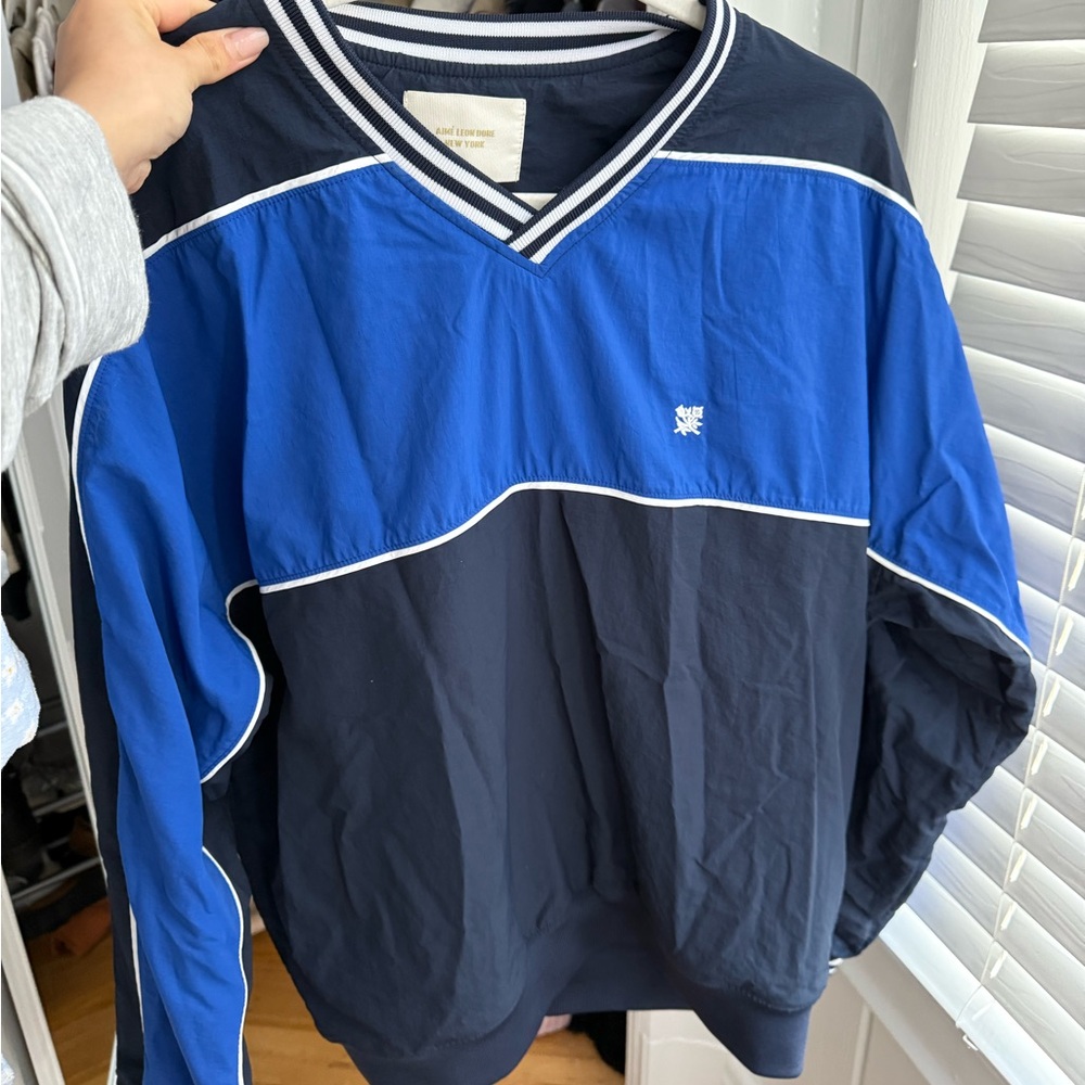 Blue and Black V-Neck Pullover